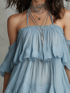 Elegant Off-Shoulder Tiered Mini Dress