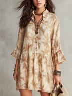 Bohemian Style Khaki Palm Tree Dress