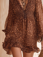 Effortless Wild Charm Vacation Chiffon Ruffle Mini Dress