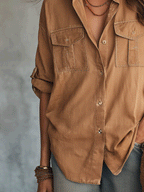 Bohemian Utility Pocket Resort Camel Brown Shirt