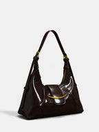 Patent Leather Hobo Bag with Gold Accents