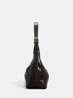 Patent Leather Hobo Bag with Gold Accents