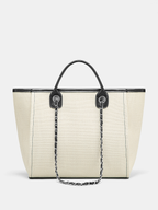 Chain Strap Canvas Tote Handbag