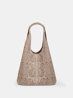 Perforated Floral Large Hobo Bag