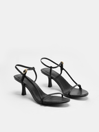 Leather Strappy Slingback Kitten Heel Sandals