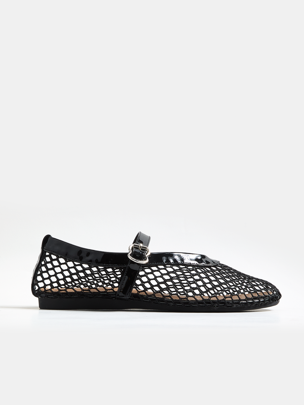 Genuine Leather Mesh Ballet Flats