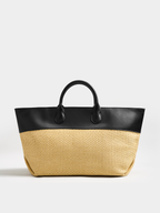 Patchwork Straw Tote Bag