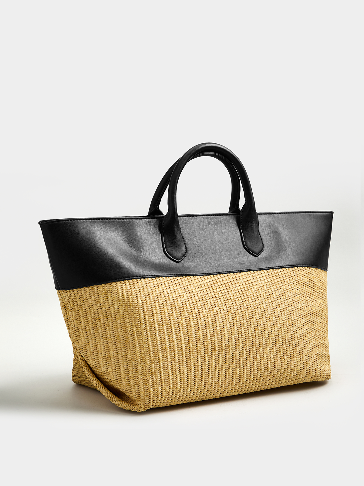 Patchwork Straw Tote Bag