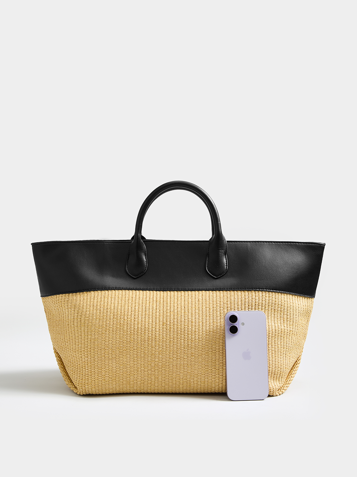 Patchwork Straw Tote Bag