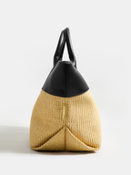 Patchwork Straw Tote Bag