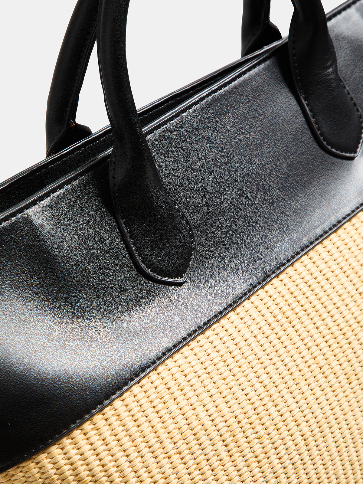 Patchwork Straw Tote Bag