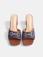 Square Toe Buckled Block Heel Sandals