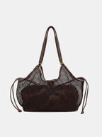 Drawstring Mesh Shoulder Tote Bag