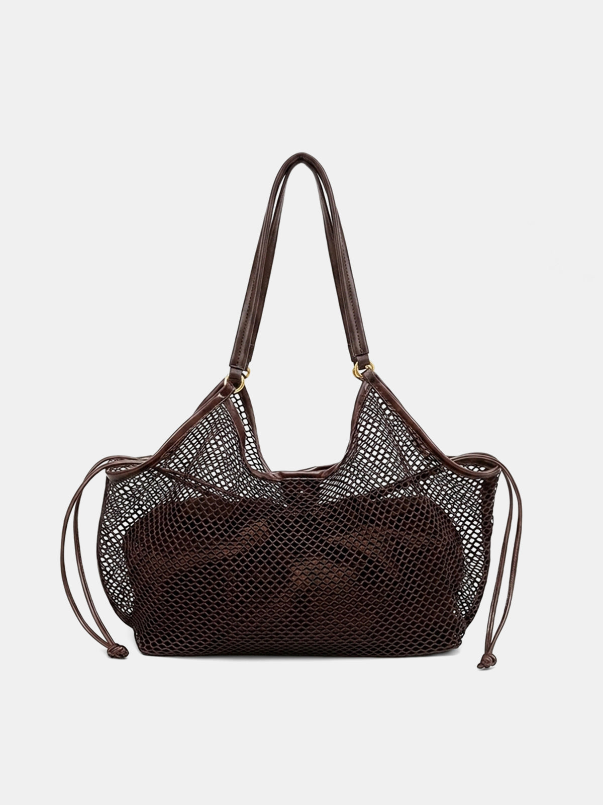 Drawstring Mesh Shoulder Tote Bag