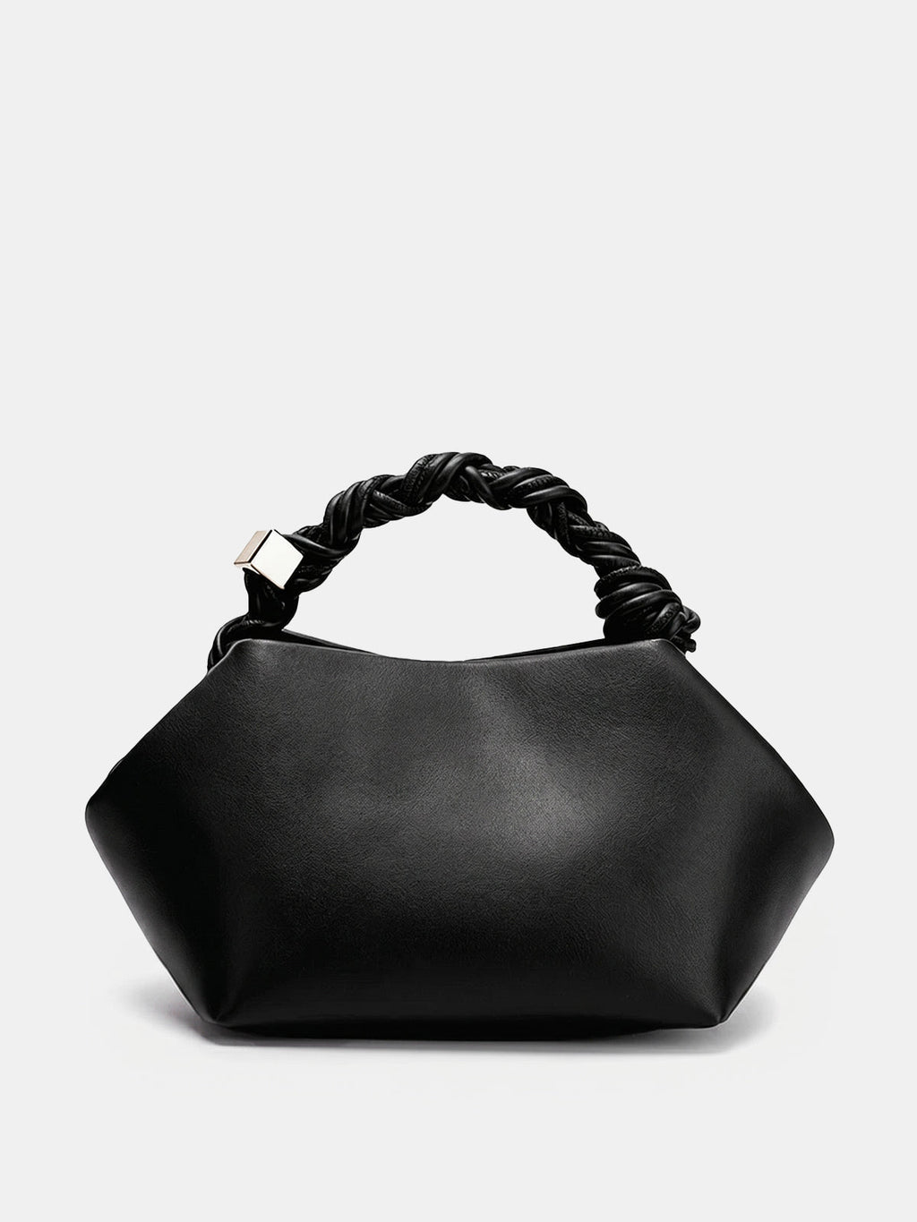 Braided Handle Soft Faux Leather Handbag