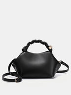 Braided Handle Soft Faux Leather Handbag