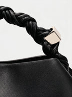 Braided Handle Soft Faux Leather Handbag