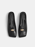 Square Toe Metal Decor Backless Mules