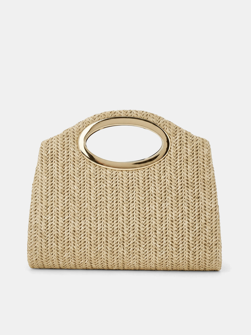 Straw Woven Ring Handle Handbag